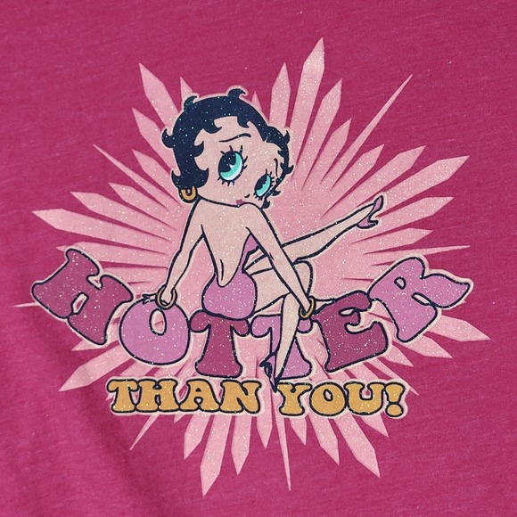 Betty Boop "Hotter Than You!" Graphic Red Womens T Shirt Size XL Cotton Blend - Picture 2 of 5